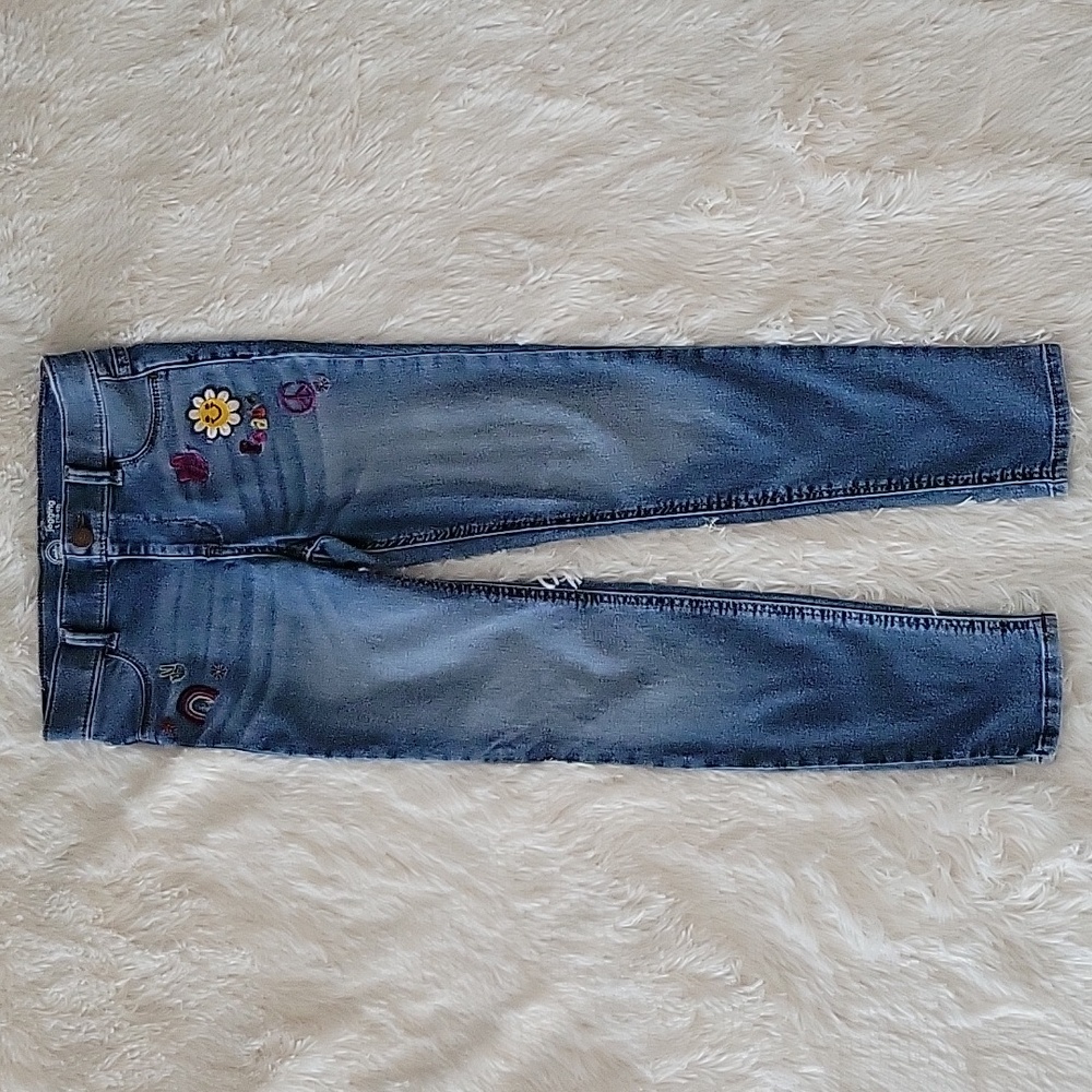 Wonder Nation Embroidered Girls Denim Jeggings Size 10/12